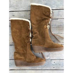 Michael Kors Wedge Shearling Lace-up Boot